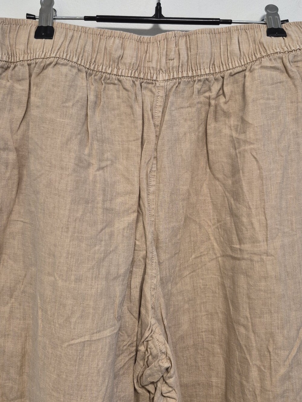 Joie 100% Linen Wide Leg Drawstring Pants Tan Beige Beachy Boho Coastal Size L - Picture 10 of 12